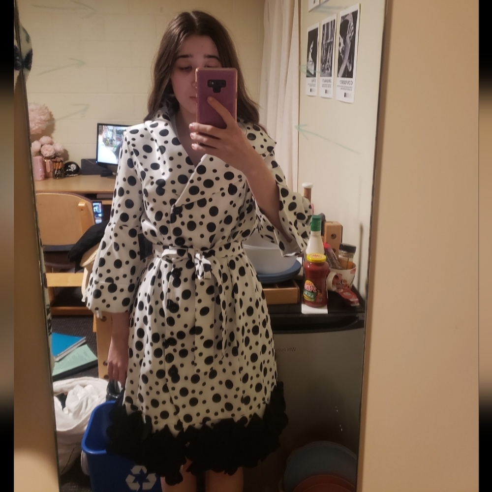 Polka Dot Belted Coat